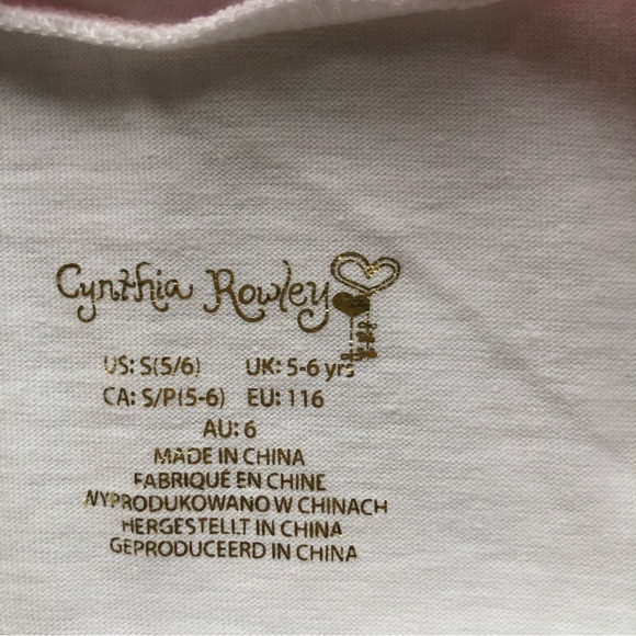 Cynthia Rowley Girls Size S(5-6) White Blouse Back To School Graphics sequenced - Picture 3 of 12